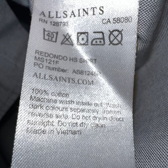 ALLSAINTS Button Up Short Sleeve Shirt Men's Size S Casual Minimalist Preppy - Picture 7 of 9